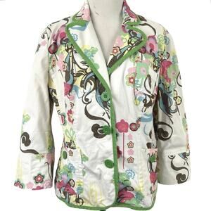 Bisou Bious Kids Long Sleeve Blazer Jacket Artsy Y2k Blazer Whimsy Size 14